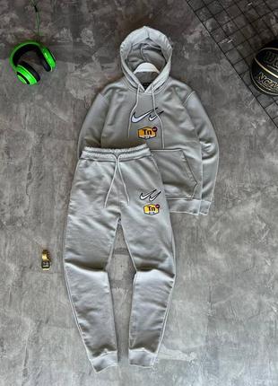 Серый мужской спортивный теплый костюм nike tn plus air
