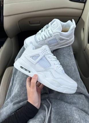 Кроссовки зимние Fragment air jordan 4 retro full white fur