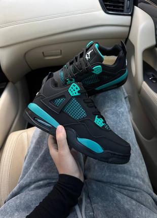 Кроссовки зимние на меху nike air jordan best 4 retro black green fur