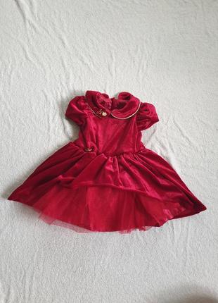 Бархатное платье для девочки 6-12 месяцев