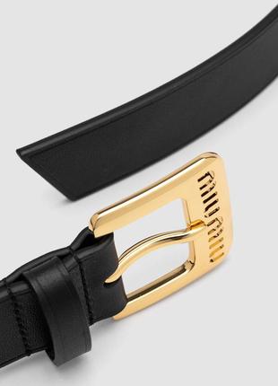Кожаный брендовый черный женский ремень miu miu nappa leather belt black