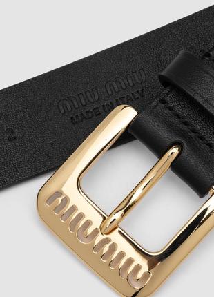 Кожаный брендовый черный женский ремень miu miu nappa leather belt black