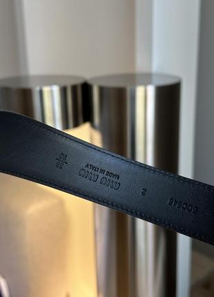 Кожаный брендовый черный женский ремень miu miu nappa leather belt black