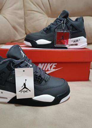 Зимние кроссовки nike air jordan retro 4 (кожа)