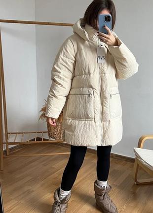 Zara непромокаемый пуховик3 фото