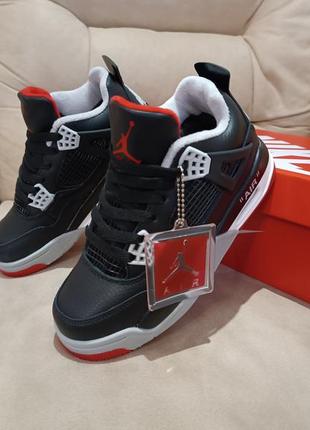 Зимние кроссовки nike air jordan retro 4 (кожа)