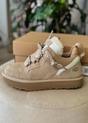 Угг кроссовки зимние замшевые бежевые ugg lowmel sneaker beige
