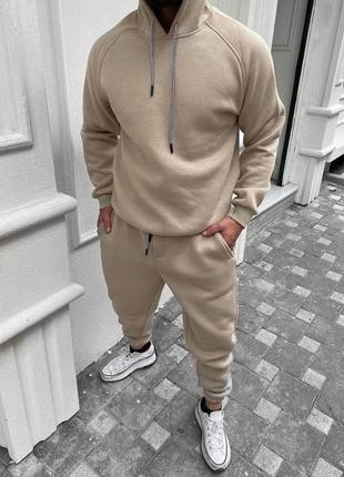 Теплий спортивний костюм на флісі🔥 m,l,xl,xxl, беж графіт і чорний
