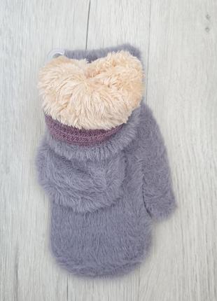 Подростковые ангоровые перчатки на меху, 8-14 лет