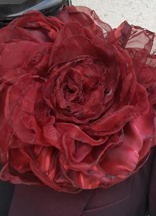 Квітка брошка  бордо ,19 см.