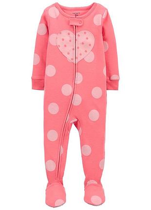 Carters комплект хлопковый человечек пижама поддева слип сердце