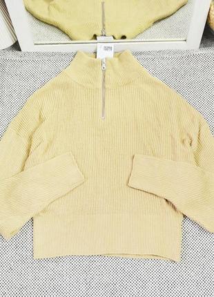 Новый бежевый свитер в рубчик с молнией h&m