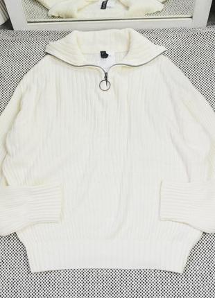 Новый молочный свитер с молнией h&m