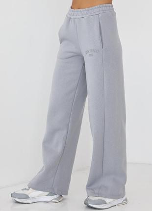 Утеплені трикотажні штани з кишенями — сірий колір, s (є розміри)5 фото