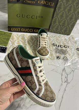 Кеды коричневые gucci has tennis 1977