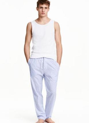 Пижамные штаны хлопковые с карманами для мужчины h&amp;m 0404248002 m голубой