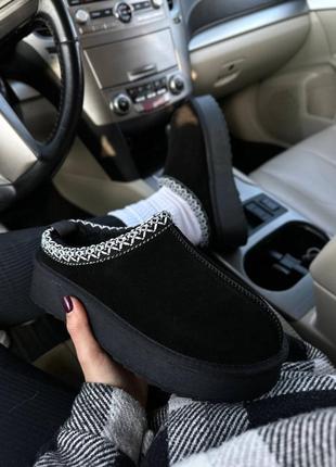 Замшевые черные сабо на меху, осенняя обувь💣 автоледи натуралка! теплые тапочки, зимние шлепанцы.