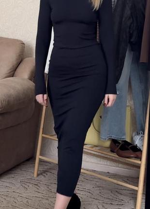 Нова приталена сукня міді в стилі skims темно-синя