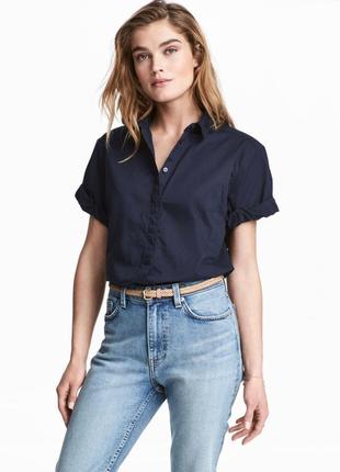 Брендовая рубашка блуза с коротким рукавом h&m этикетка