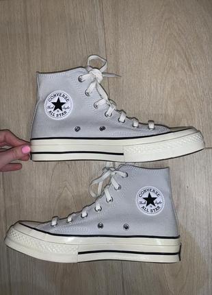 Сірі унісекс високі кросівки “конверси” “converse”. 38,5 розмір
