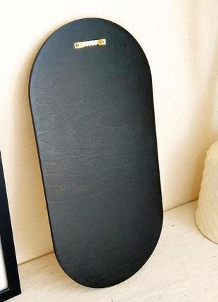 Стильное чёрное овальное зеркало на стену, небольшое узкое декоративное зеркало