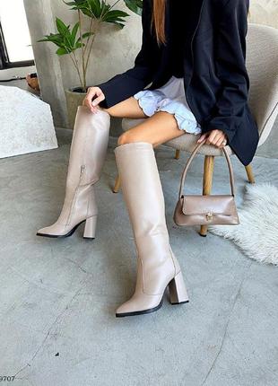 Стильные женские сапоги с утяжеленным каблуком деми/зима в наличии и под отшив 💛💙