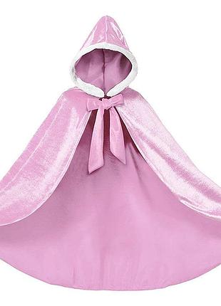Накидка шлейф с капюшоном розовая велюр 83 см
