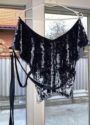 Велюровая блуза на завязках