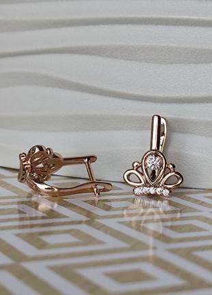 Сережки корона ксюпинг xuping позолота медзолото