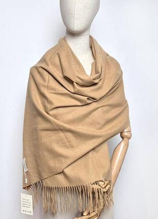 Шарф палантин теплый женский однотонный бежевый