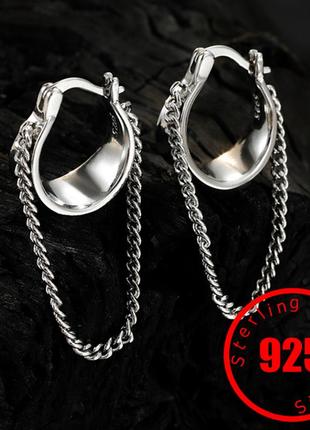 Серьги шарики серебряные стерлинговое серебро s925 колечко с цепочками новые