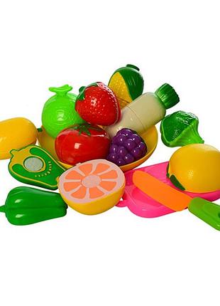 Детский набор продуктов "апельсин" 2018а-2 овощи на липучке, тарелка, дощечка, нож