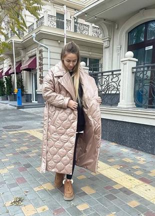 Теплое пальто стеганое