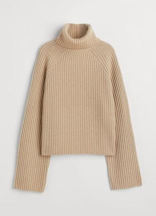 Бежевый свитер свободного кроя в рубчик h&m