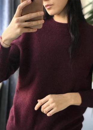 Кашемировый свитер кофта цвета бордо 2ply теплый оверсайз cashmere collection