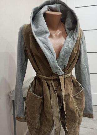 Кожаный (замшевый) плащ на запах