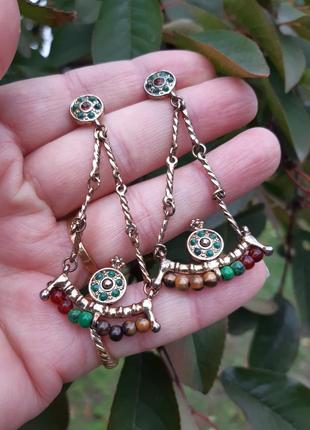 Серьги подвески винтаж, этно стили,