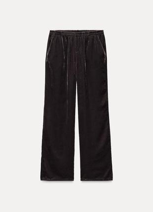 Брюки женские коричневые бархатные zara new3 фото