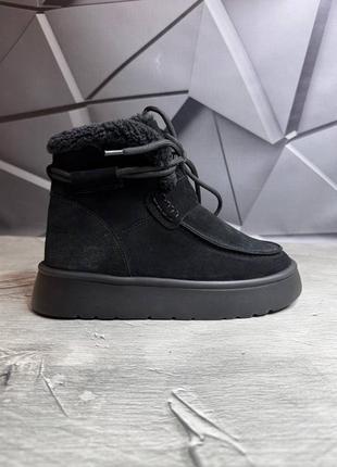 Жіночі зимові уггі черевики натуральна замша чорного кольору, зимние женские замшевые...