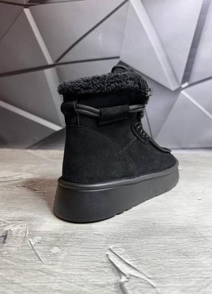 Жіночі зимові уггі черевики натуральна замша чорного кольору, зимние женские замшевые...