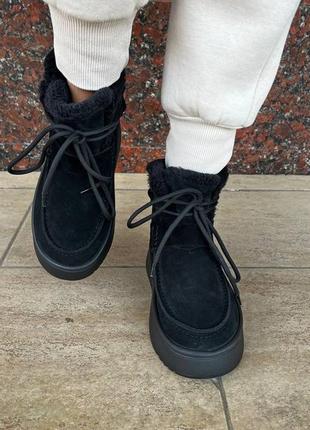Жіночі зимові уггі черевики натуральна замша чорного кольору, зимние женские замшевые...