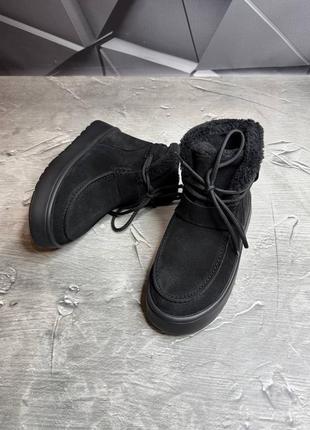Жіночі зимові уггі черевики натуральна замша чорного кольору, зимние женские замшевые...