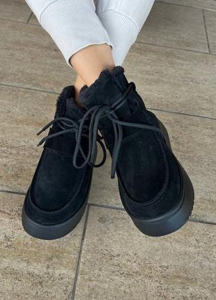 Жіночі зимові уггі черевики натуральна замша чорного кольору, зимние женские замшевые...
