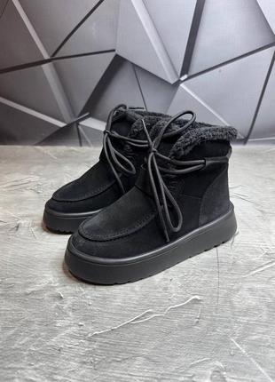 Жіночі зимові уггі черевики натуральна замша чорного кольору, зимние женские замшевые...