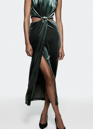 Сукня жіноча зелена оксамитова zara new