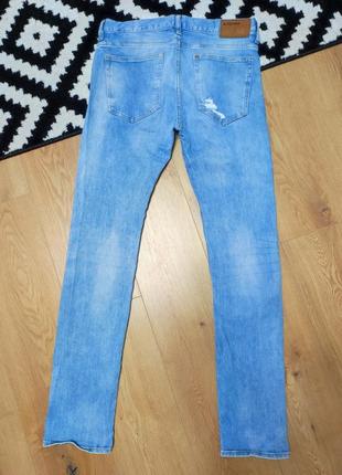 Джинси чоловічі джинсові еластичні сині блакитні завужені slim fit h&m jeans man, розмір m2 фото