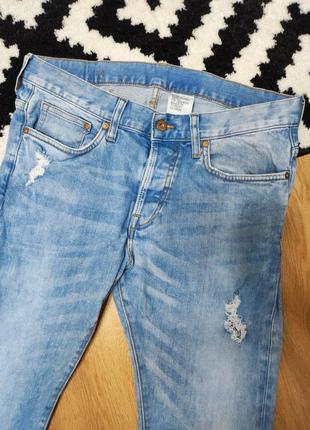 Джинси чоловічі джинсові еластичні сині блакитні завужені slim fit h&m jeans man, розмір m4 фото