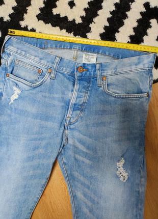 Джинси чоловічі джинсові еластичні сині блакитні завужені slim fit h&m jeans man, розмір m6 фото