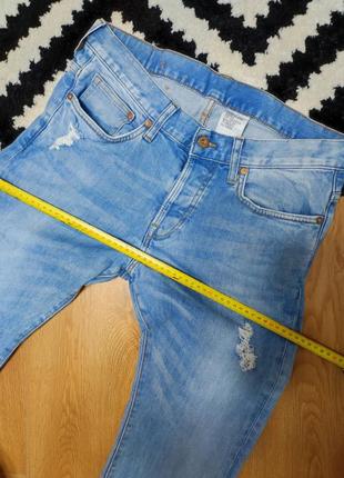 Джинси чоловічі джинсові еластичні сині блакитні завужені slim fit h&m jeans man, розмір m7 фото