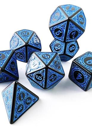 Сині кубики для гри dungeons and dragons 7 штук dice дайси підземелля та дракони blue d20 dungeons&dragons днд набирання кубиків дайсів dnd